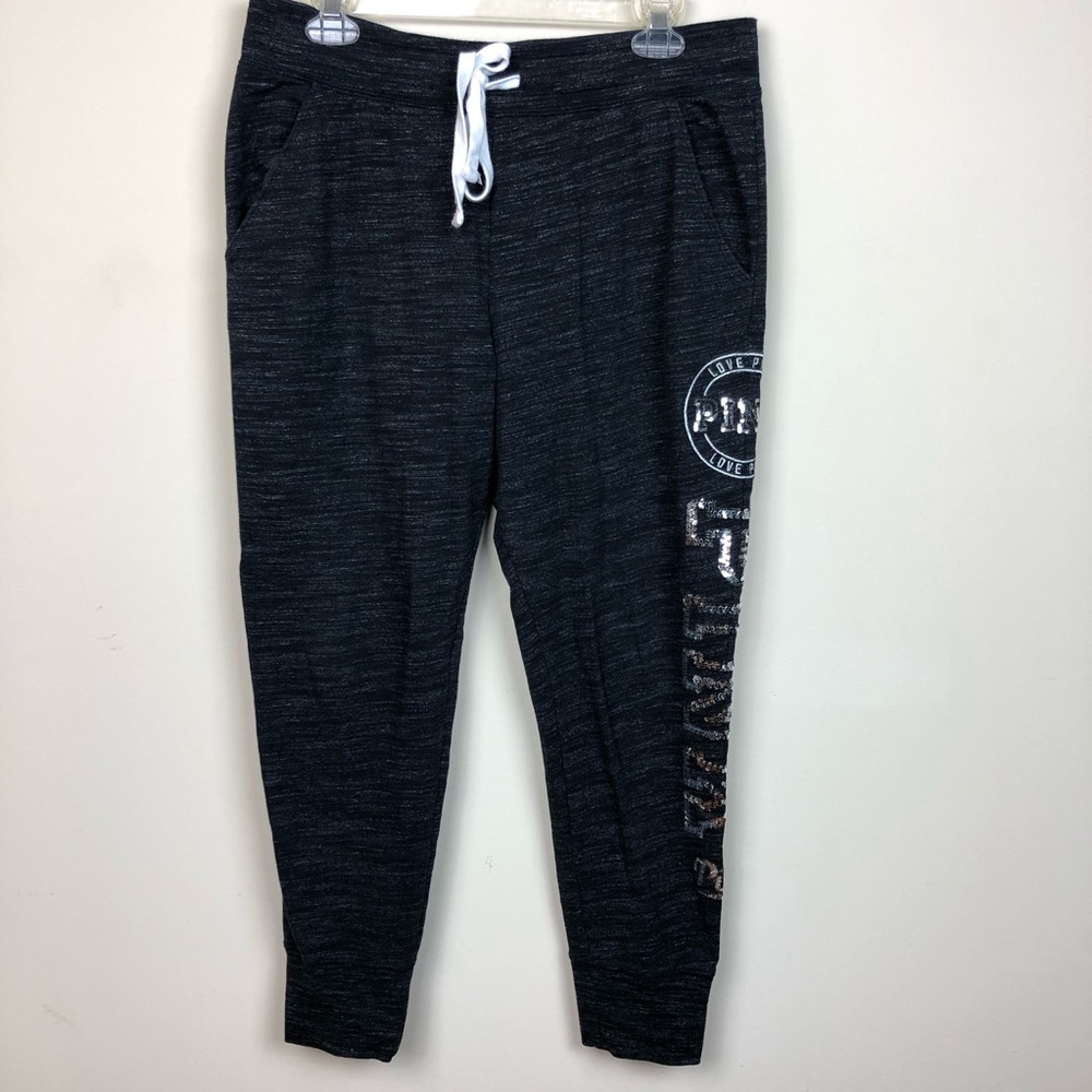 Pink Victoria Secret Sequin Joggers Pants Size L